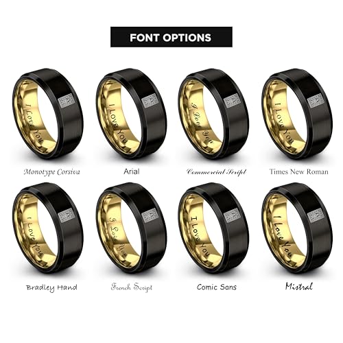 Gift for Muslim Devotee - Prayer Rug Pattern Ring - Black Yellow Rose Gold - Band - Anniversary Wedding - Personalized Custom Engraving - Flat Dome Bevel - 8mm - Men Women - Tungsten Carbide - color: 13 - Yellow Gold Gunmetal Tungsten