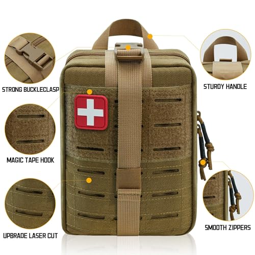 Molle Ifak Pouch, Rip Away Molle Tactical Medical Pouch, Empty First Aid Kit Bag for Duty Belt (1 Pack-TAN) - color: 1 Pack-tan