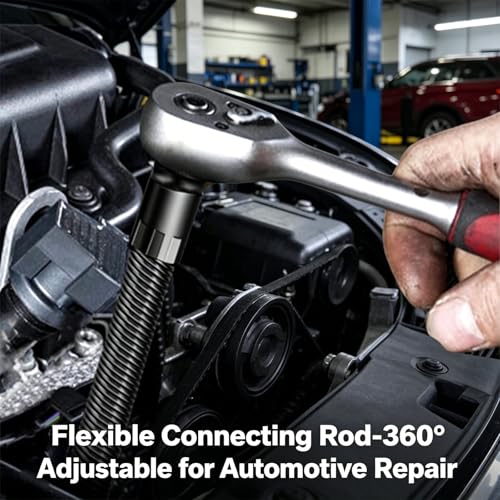 Flexible Socket Extension Bar, Flexible Connecting Rod, Wrench Sleeve Universal Extension Rod Set, 360° Adjustable for Impact Wrench & Automotive Repair - color: 250mm/9.84in+adapter