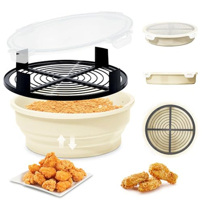 Collapsible Batter Bowl - Breading Bowl Shaker with Lid , Cream White - color: Cream White