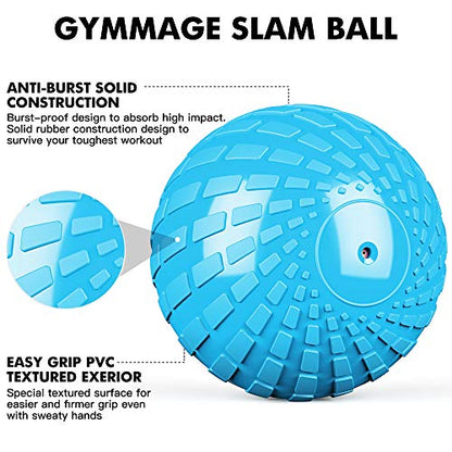 GYMMAGE Slam Ball, Weighted Ball for Exercise, 10, 15, 20, 25, 30, 40, 50lbs Exercise Slam Medicine Ball for Strength and Crossfit & Conditioning Training Home Gym Workout, with Easy-Grip Surface - style: 15 LBS
