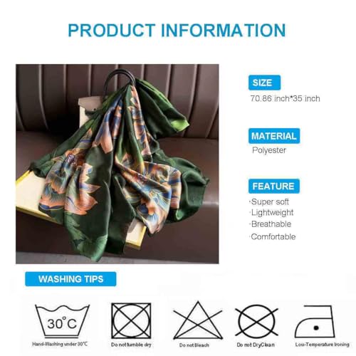 Xyueanlo Scarfs for Women Lightweight Scarves Fashion Print Floral Pattern Head Scarf Wraps Shawls - color: Flower Green
