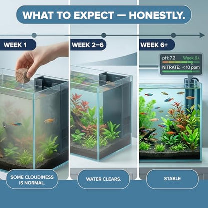 EcoBio-Block Aquarium Water Clarifier (Mini, 3–8 gal) | Volcanic Rock — Lasts Up to 2 Years — No Weekly Additives — Long-Term Water Balance — Safe for Fish, Shrimp, Frogs & Turtles - size: 1 Pack, style: Mini