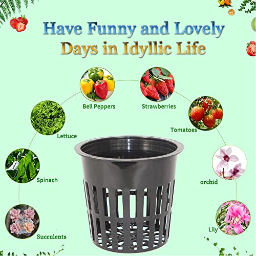 30 Pack 4 Inch Net Pots, Lightweight Slotted Mesh Net Cups for Hydroponics, Economy Hydroponic Pots for Indoor Outdoor Growing - size: 4inch