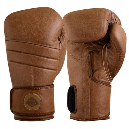 Premium Boxing Gloves, Cowhide Leather, for Professional Training and Sparring MMA Kickboxing Gloves - color: Brown, size: 12 oz