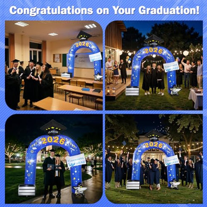 Lewondr 10FT Graduation Inflatable Outdoor Decorations, Inflatable Arch Class of 2026, Blow up Yard Decoration with 9 LED Lights for Graduation Party, 2026 Grad Decor for College High School - style: Arch