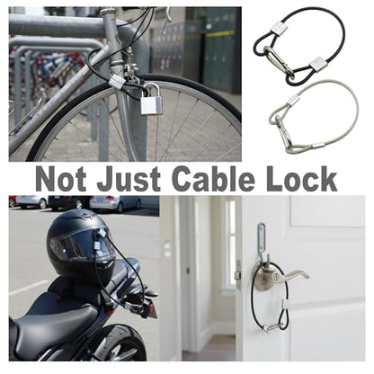 10 pcs 12 inch Vinyl Cover Coated Stainless Steel Wire Rope Lanyard Cable Tether Safety Strap with Hooks and 2 Loops (4mm Thickness), Black - color: 10pcs_Black, size: 12"/30cm