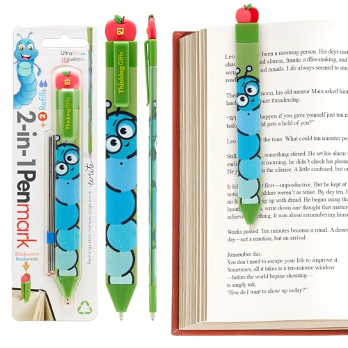 Thinking Gifts Flat Writable Pen & Page Marker Bookmark - Bookworm - color: Bookworm