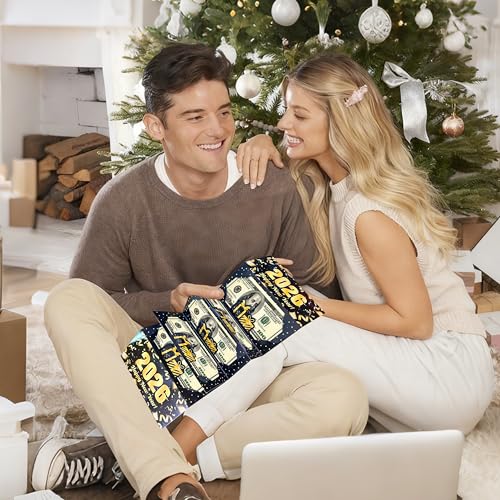 2026 New Year Money Envelopes for Cash Gifts Happy New Year Party Supplies 6PCS New Year's Eve Gifts Card Money Holder Black and Gold Surprise Cash Envelopes for Countdown Party