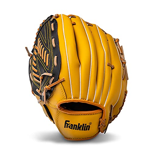 Franklin Sports Field Master Baseball + Softball Glove - Field Master Adult + Youth Baseball + Softball Mitt - Men's + Women's Gloves - color: Tan, style: 13" - Basket "V" Web