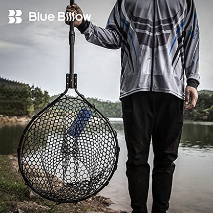 Rubber Fishing Net Large Folding Landing Collapsible Aluminum Pole Handle with Deep Net for Fishing,Big Fishing Net for Freshwater and Saltwater,Fly Fsihing Net Extend to 67 inches