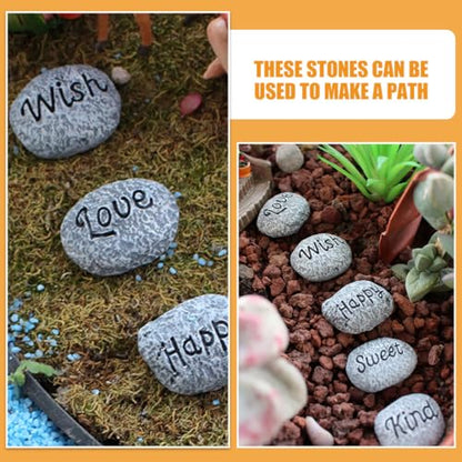 Yardwe 10pcs Resin Mini Decorative Pebbles Garden Rocks for Aquarium Landscape Stones Outdoor Plant Pot Gravel Fish Tank Accessories