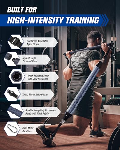 Upgraded Pilates Bar Kit with Resistance Bands Natural Latex for Women & Men, Heavy-Duty Stainless Steel Multifunctional Yoga Pilates Stick for Home Gym Exercise Fitness Equipment Full-Body Workouts - color: Grey Blue