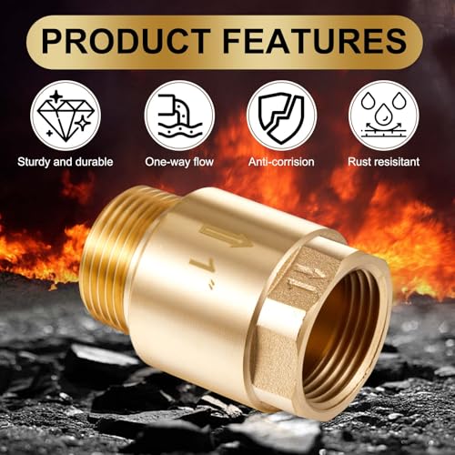 Zonon 2 Pcs 1 Inch Check Valve One Way Brass Non Return in Line Check Valve with Backflow Prevention NPT Male in FNPT out for Garden Hose Well Pumps Irrigation Systems Chemical Industry - size: 1 Inch