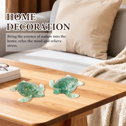 Crystal Turtle Figurine, Handmade Resin Sea Turtle Statue, 1 Piece, for Home, Office, Desk, Shelf, Fish Tank or Meditation Space (Green Aventurine) - color: Green Aventurine