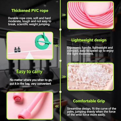 Adjustable Jump Rope for Fitness and Exercise – Skipping Rope for Cardio, Boxing, and Weight Loss – Speed Rope - color: Pink