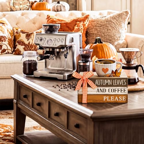 4 Pcs Fall Tiered Tray Decor Rustic Decorative Mini Wooden Faux Book Stack Autumn Maple Leaf Coffee Decorations Thanksgiving Harvest Farmhouse Table Centerpiece for Home Shelf Tabletop Office Kitchen - style: Fall