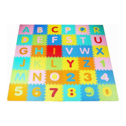 BalanceFrom Kid's Puzzle Exercise Play Mat with EVA Foam Interlocking Tiles - color: 36 Tiles, Alphabet