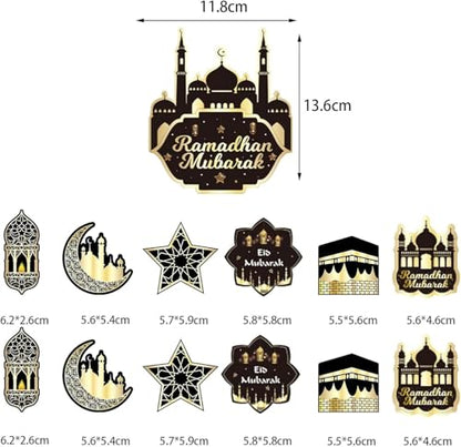 31Pcs Ramadan Decorations - Ramadan Decoration for Home Pre-Assembled Mubarak Eid Kareem Muslim Banner Star Moon Lantern Hanging Swirls Decorations for Home Fireplace Indoor Party Supplies
