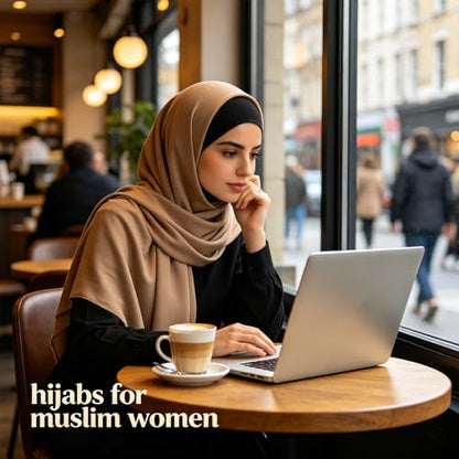 Hijab Scarf for Women, 3PCS Set with Undercap and Hijab Clip Lightweight Modal Muslim Head Wrap Scarf for Daily - color: Sy13-khika Hijab+black Undercap