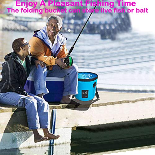 Sunglow Collapsible 3 Gallon Multifunctional Portable Fishing Bucket - Wash Basin Folding Bucket - Water Container for Fishing-Camping-Gardening (12L/3gallon(Blue)) - color: 12l/3gallon(blue)