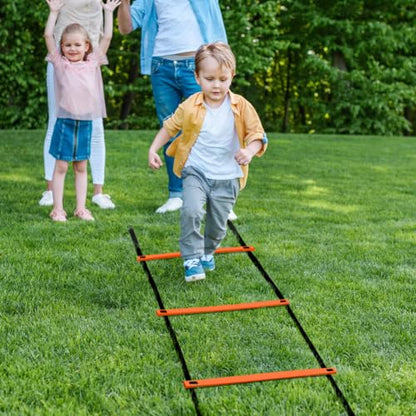GHB Pro Agility Ladder 2 Pack Agility Training Ladder Speed 12 Rung 20ft with Carrying Bag (Yellow and Orange)