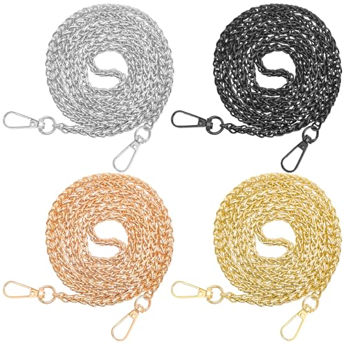 ELANE 4 PCS Purse Chain Straps,47" Purse Straps Purse Chains for Handbags Accessories for Crossbody Bags Purses - color: S-black+silver+light Gold+gold