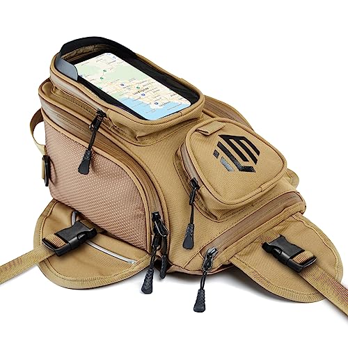 ILM Motorcycle Tank Bag Magnetic Waterproof Touch Screen Phone Pouch BT01 - color: Yellow Brown