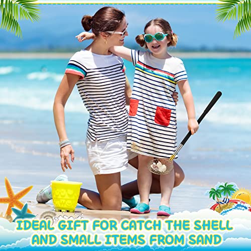 Lounsweer 2 Pcs Beach Sand Sifter Sand Scoop Shell Scooper for Beachcombing Picking up Shells Rock Hunting Extra Long 16.54'' — 58.27'' Adjustable Handle Multifunction Shell Sifter