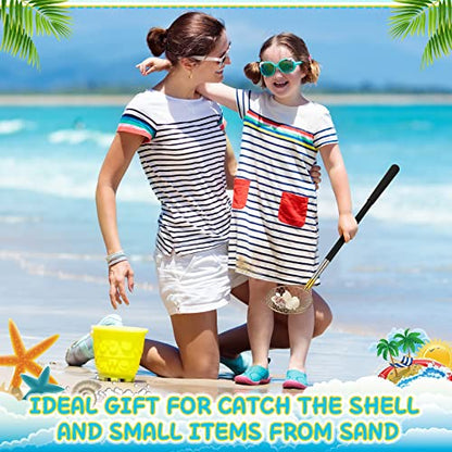 Lounsweer 2 Pcs Beach Sand Sifter Sand Scoop Shell Scooper for Beachcombing Picking up Shells Rock Hunting Extra Long 16.54'' — 58.27'' Adjustable Handle Multifunction Shell Sifter