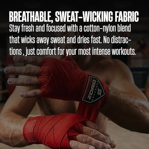 ZORQ Boxing Hand Wraps - Professional Mexican Style Semi-Elastic Handwraps for Boxing, MMA, Muay Thai & Kickboxing - 4.5M Inner Gloves with Thumb Loop & Secure Hook & Loop Closure - color: Blue