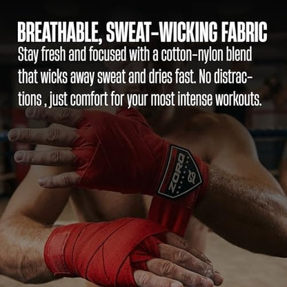 ZORQ Boxing Hand Wraps - Professional Mexican Style Semi-Elastic Handwraps for Boxing, MMA, Muay Thai & Kickboxing - 4.5M Inner Gloves with Thumb Loop & Secure Hook & Loop Closure - color: Blue