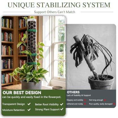 2 Pack 24 Inch,D Shape Plastic Moss Pole for Climbing Plants | Large Monstera Moss Pole Work With Sphagnum Moss, Large Apertures For Strong Aerial Root Grip,Garden Ties - size: 2 PACK-24Inch