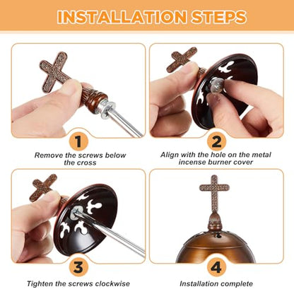 Zonon 1 Set Incense Burner with Tong, Frankincense Charcoal Incense Stand Holder, Ideal for Yoga, Spa, Aromatherapy, Home and Christian Church Censer (Red Copper,Retro) - color: Red Copper, size: Retro