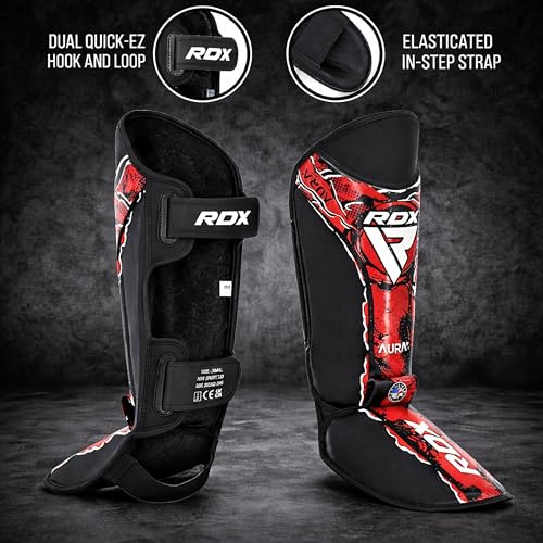 RDX Shin Instep, Kickboxing Muay Thai, Leg Instep Pads, MMA Martial Arts Kicking Sparring Training Gear, BJJ Karate Boxing Taekwondo - size: X-Large