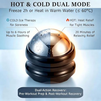 Massage Ice Roller Ball Cold & Heat Therapy Tight and Sore Muscles Relief | Plantar Fasciitis Roller Manual Massager, for Neck, Shoulders, Back, Calves, Feet, with Storage Bag, Sports Relaxations Gifts