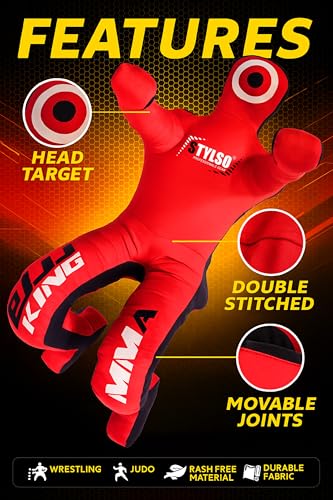 Grappling Dummy for Adults, Unfilled Wrestling Dummy, Hanging Jiu Jitsu Dummy for BJJ, MMA, Judo, Karate, Martial Arts - color: Red Sit, 6ft / 72 inches