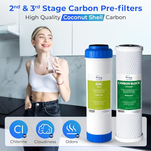 iSpring F9D 1-Year DeIonization Replacement Filter Set Fit RO/DI Water Filter System for Aquarium, 2.5" x 10" - style: 1-Year Replacement Set for DI RO