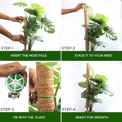 EcoNour 26.5" (2 Pack -16") Stackable Moss Pole for Monstera Plant Support | Moss Pole Sticks for Indoor Plants | Bamboo Plant Stakes,Climbing,Potted,Pothos| Philodendron & Creepers with Tie Accessory - size: 16 Inches - (2 PCS)