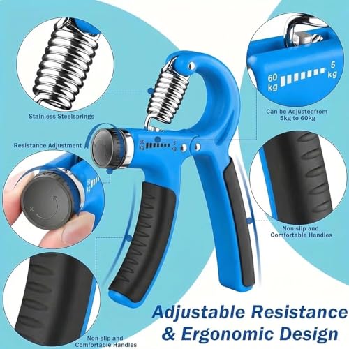 2 PCS Hand Grip Strengthener, Grip Strength Trainer with Adjustable Resistance 11-132 Lbs (5-60kg)， Forearm Strengthener for Musicians Athletes