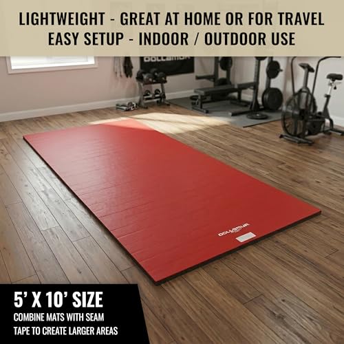 Dollamur 5'x10'x1.25" Wrestling Mat, Workout, Exercise, Yoga - color: Red