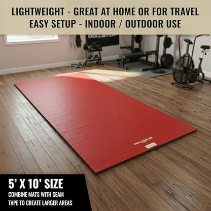 Dollamur 5'x10'x1.25" Wrestling Mat, Workout, Exercise, Yoga - color: Red