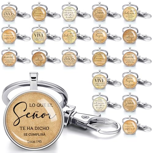 Quelay Spanish Christian Keychains Bible Verse Llaveros - style: Vintage