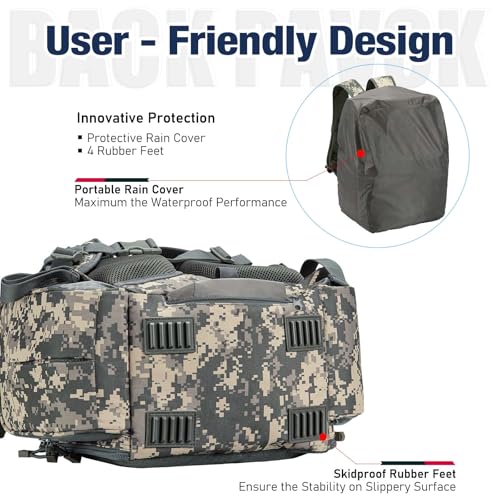 Piscifun Fishing Tackle Backpack with 2 Rod Holders, 4 Boxes & Rain Cover | Multi-pocket storage, fits 3600/3700 trays, bottle holder, padded straps for bank fishing - color: Digital Camouflage
