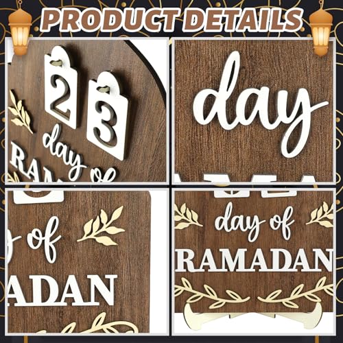 Ramadan Advent Calendar Eid Mubarak Countdown Calendar 2026 Ramadan Table Decor for Islamic Muslim gifts Home decorations (Brown)