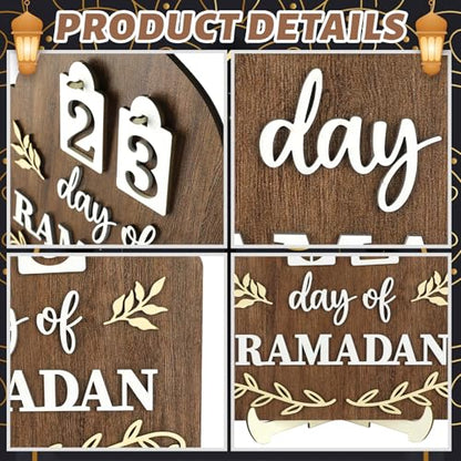 Ramadan Advent Calendar Eid Mubarak Countdown Calendar 2026 Ramadan Table Decor for Islamic Muslim gifts Home decorations (Brown)