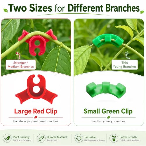 40pcs Plant Bender, Plant Training Clips, Lst Clips for Low Stress Training Plant Stem Support, Trellis Clamps for Climbing Plants Garden Plant Grow Tools(Red and Green)
