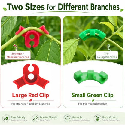 40pcs Plant Bender, Plant Training Clips, Lst Clips for Low Stress Training Plant Stem Support, Trellis Clamps for Climbing Plants Garden Plant Grow Tools(Red and Green)