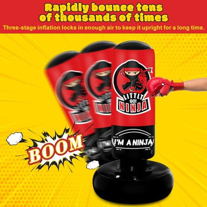 Punching Bag for Kids,67" Inflatable Kids Boxing Bag Toy Gift for Age 5-12 | Larger Stable Kids Punching Bag,Inflatable Punching Toys,Gift for Boys Girls,Practicing Karate,Taekwondo,MMA - style: Ninja