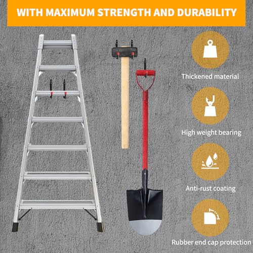 6 Pack Garage Hooks Heavy Duty, Utility Steel Hooks with EVA Foam Padding, 15inch Wall Mount J Organizer Hanger for Hanging Bikes Kayak Garden Tool Hose Bike Shelf - size: 15inch